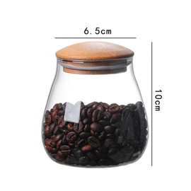 WAIT FLY Mushroom Shape Borosilicate Glass Coffee Bean Storage Container with Airtight Bamboo Lid, Tea Canister, Food Storage Jar for Tea, Coffee, Spices, Sugar, Candy, Cookies, Cereals-Smooth-13 OZ
