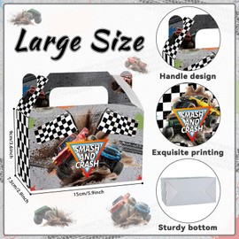 12 PCS Monster Truck Treat Boxes Monster Truck Birthday Candy Present Boxes Racing Truck Themed Party Favor Gift Boxes Monster Truck Goodie Boxes for Kids Boys 1st 2nd Birthday Party Decorations