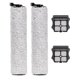 (4 Pack) Floor One S3 Replacement Brush Rollers and HEPA Filters Compatible with Tineco Floor One S3/ iFloor 3, Cordless Wet Dry Vacuum Cleaner, Accessories Kit, 2 Brush Rollers, 2 HEPA Filters