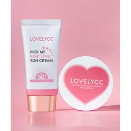 Lovely CC [SET] Pink Tone-Up Cover Essence Sun Cushion 15g + Pick Me Pink Star Sunscreen 50ml