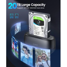 ORICO 3.5inch Hard Drive Enclosure USB 3.2 Gen 1 to SATA Hard Drive Docking Station for All Standard 2.5" and 3.5" HDD/SSD Up to 20 TB with 12V 2A Power Supply, Tool-Free and UASP Supported (DD18C3)