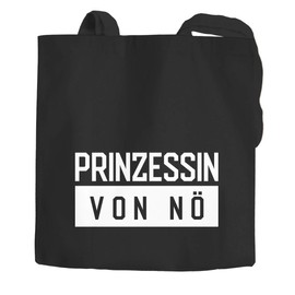 Moonworks® Jute Bag Princess von nö Saying Fabric Bag Carry Bag Black 2 Long Handles