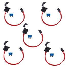 ZOOKOTO 5 Pcs 32V 16 AWG Specialized Car Fuse Holder Connector 15A,Low Profile Mini Blade Type Fuse Holder for Mini ATM Fusebox Panels,with 5Pcs 15A Fuses,11.5 Inch
