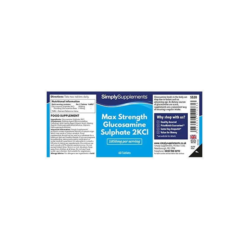 Maximum Strength Glucosamine Sulphate 2KCl | 1858mg Per Serving |