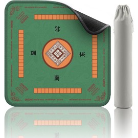 Ruienct Mahjong Mat, 27.6 x 27.6 inches (70 x 70 cm), Rubber, Storage Bag, Tabletop Mahjong Mat, Non-Slip Design, For Home and Office Use