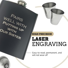 Brother in Law Gifts Funny, Cool Gifts for Brother in Law Adult, Brother in Law Birthday Gifts, Future Brother in Law Gifts, Brother in Law Christmas, Pairs Well Putting Up With Sister Flask (Our)