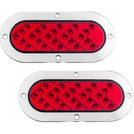 Biqing 2PCS 6'' Oval Trailer Lights Red,24V 25LED Trailer Tail Light Sequential Arrow Stop Brake Light Turn Signal w/Chrome for Truck Trailer Trail Bus Boat RV