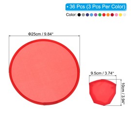 PATIKIL 10 Inch Foldable Flying Disc, 36 Pack Folding Pocket Colorful Flying Disc Bulk Set for Beach Lawn Park Camping Game, 12 Colors