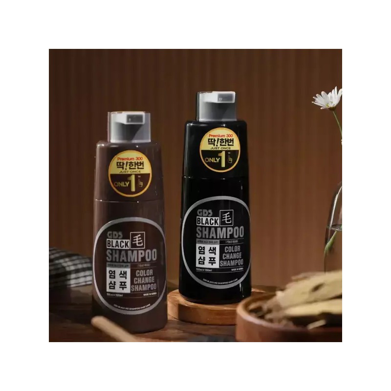GDS 지디에스 딱한번 염색샴푸 300ml 블랙모 GDS [2개(흑갈색2개)] GDS One-Time