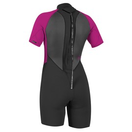 O'Neill Women's Reactor-2 2mm Back Zip Short Sleeve Spring Wetsuit, Black/Berry, 8