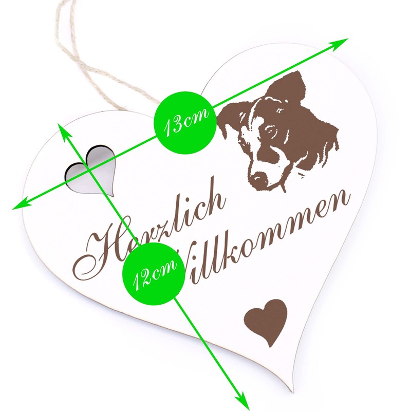Herzlich Willkommen Sign - Jack Russel Terrier Head - Decorative