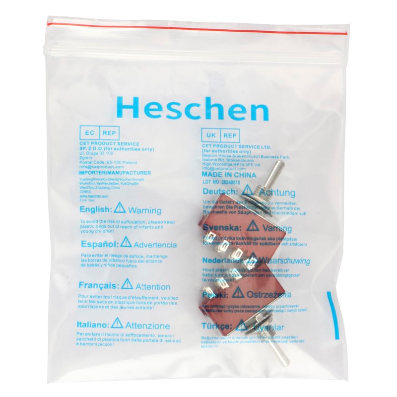 Heschen Miniature Toggle Switch, MTS-402, ON/ON, 4PDT 12 Pins, 2A