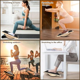 Balance Board for Adults-Anti-Slip Wobble Board for Physical Therapy, Office Balance Beam, Core Strength Trainer-Wooden Rocker Board