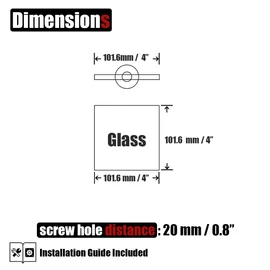 JQK Small Floating Glass Shelves Black, 4 Inch Display Ledges for Wall, Mini Decor, Living Room Bedroom Bathroom, Tempered Glass Shower Storage, 2 Pack, TGS101L4-PB-P2