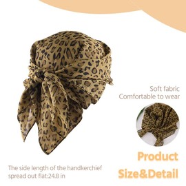 Silk Hair Head Scarf for Women Birthday Gifts Leopard Head Scarves Hairscarf Cheetah Print Headscarf Headwrap Headband Ponytail Holders Elastic Ties Headwear Hair Head Wrap 25 X 25 Inch