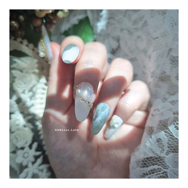 Daydream.Gemstone Marble Unique Emotional Nail - Egg Coffin / 데이드림.