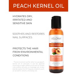 velona Peach Kernel Oil 2 Fl Oz | 100% Pure and Natural Carrier Oil | Refined | Cooking, Skin, Hair, Body & Face Moisturizing | Use Today - Enjoy Results