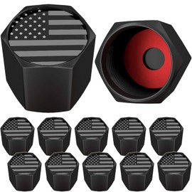 SAMIKIVA American Flag Tire Valve Stem Caps, USA with O Rubber Ring, Universal Stem Covers for Cars, SUVs, Bike, Bicycle, Trucks, Motorcycles, Airtight Heavy Duty (12 Pack) (Black Gray USA (12 Pack))