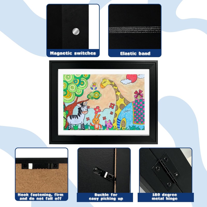 JAMAT HOME Picture Frame for Children's Drawings, A4 Frame Hinged