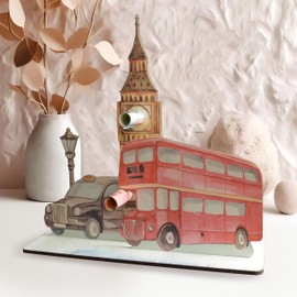 London Geschenk - London 3D-Holzkarte | Geldgeschenke, England, London Geschenkkarte, England Deko, London Reisegutschein, Doppeldeckerbus In London