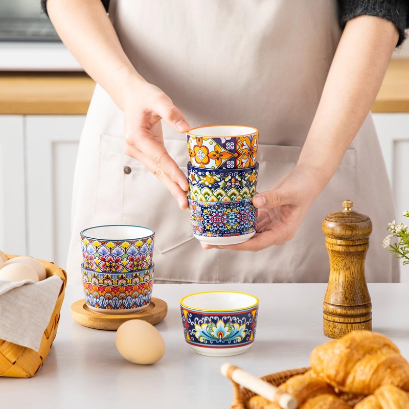 vancasso 4 Oz Ramekins Oven Safe Set of 6, Bohemian