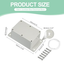 PATIKIL 6.38 Inch Junction Box, Electrical Enclosure Box ABS Plastic Waterproof Outlet Plug Cover Cord Protector with Mounting Plate for Outdoor Indoor Electric Project, White/Grey