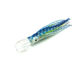 Lobo Lures Micro-Typhoon UV 5" Mahi Tuna Ahi Trolling Lure Big Game Lure (Clear-Bluedot/Blueyellow)