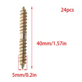 Pocoxll 24 Pcs Self-Tapping Dowel Screws, Zinc Plated Double Ended Screws for Wood Connecting(M5x40mm)