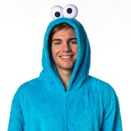 Sesame Street Unisex Costume Union Suit One Piece Pajama Outfit (Cookie Monster, Adult, XX-Small/X-Small)