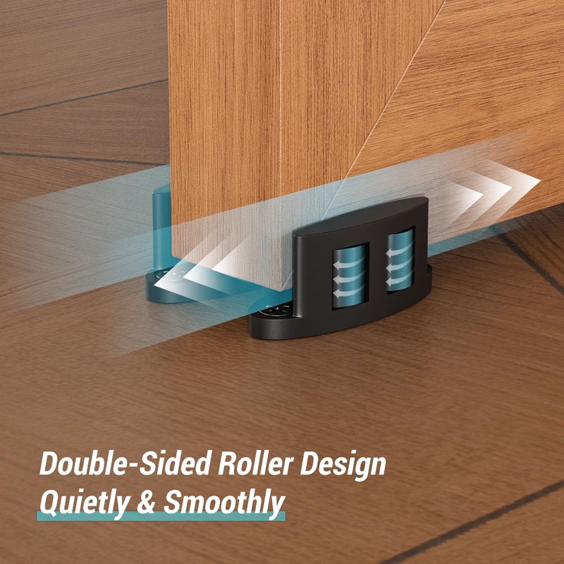 FLYVLIEG Sliding Barn Door Floor Guide Bottom, Double-Sided Roller Design,