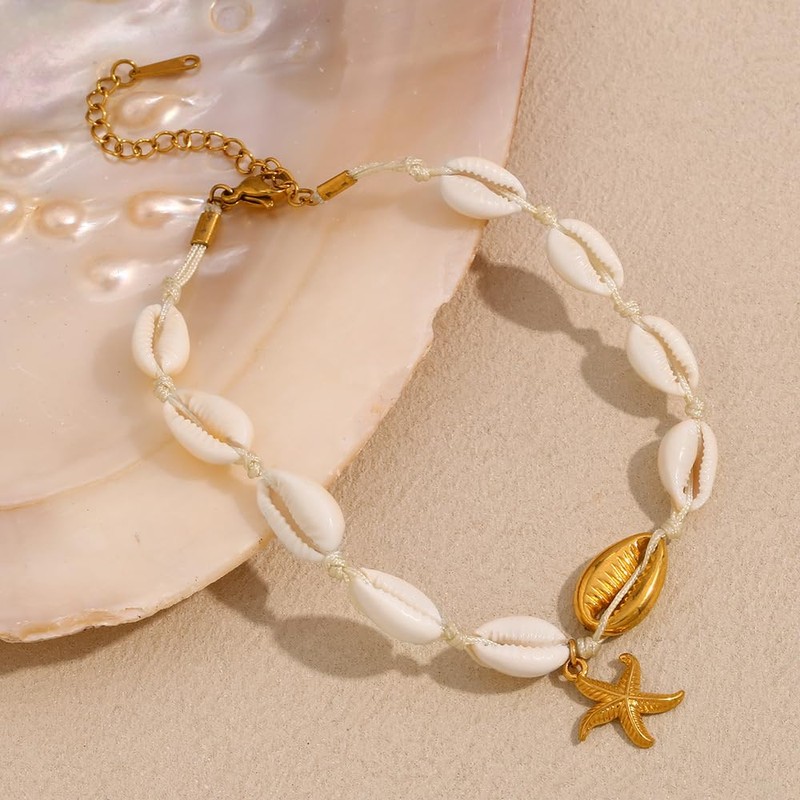 Starfish Shell Anklet for Women Ocean Stars Dangle Anklets Bohemian