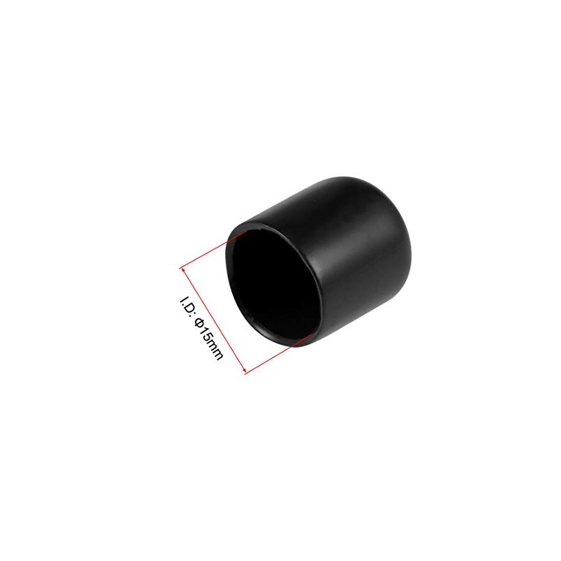 sourcing map 50pcs Rubber End Caps 15mm ID Vinyl Round