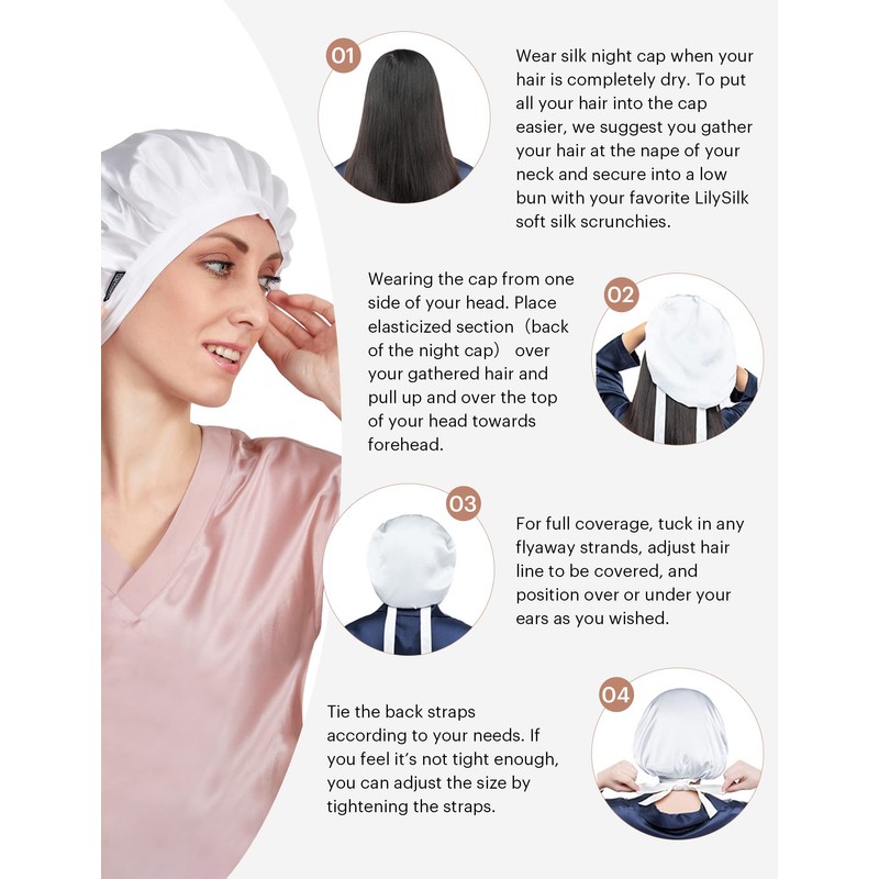 LilySilk Silk Sleep Cap, Breathable Night Hat, Headwear with Classic
