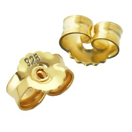NKlaus 3 Pairs of 925 Silver 7 mm Yellow Gold Plated Stud Earrings Ear Stoppers Pousettes Butterfly Clasp Hole 0.9 mm 2089