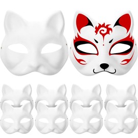 TOYANDONA 10 Pcs DIY Paintable Blank Masks, White Hand Painted Cat Face Mask to Decorate for Cosplay, Masquerade Costume, Party Favors - 10 Pack