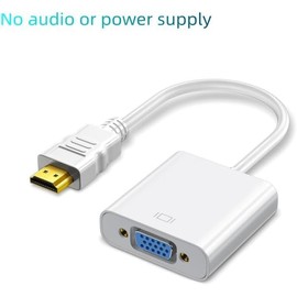 HDMI to VGA, Gold-Plated HDMI to VGA Adapter (Male to Female) Compatible for Computer, Desktop, Laptop, PC, HDTV (White)