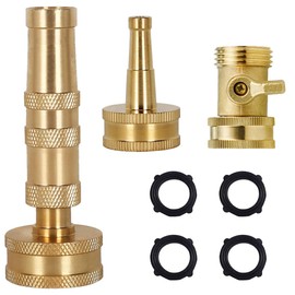 Brass Garden Hose Nozzle Bundle High-Pressure Heavy Duty Adjustable Spray 3/4" GHT for Patio Garden Hose Sprayer (3Packset)