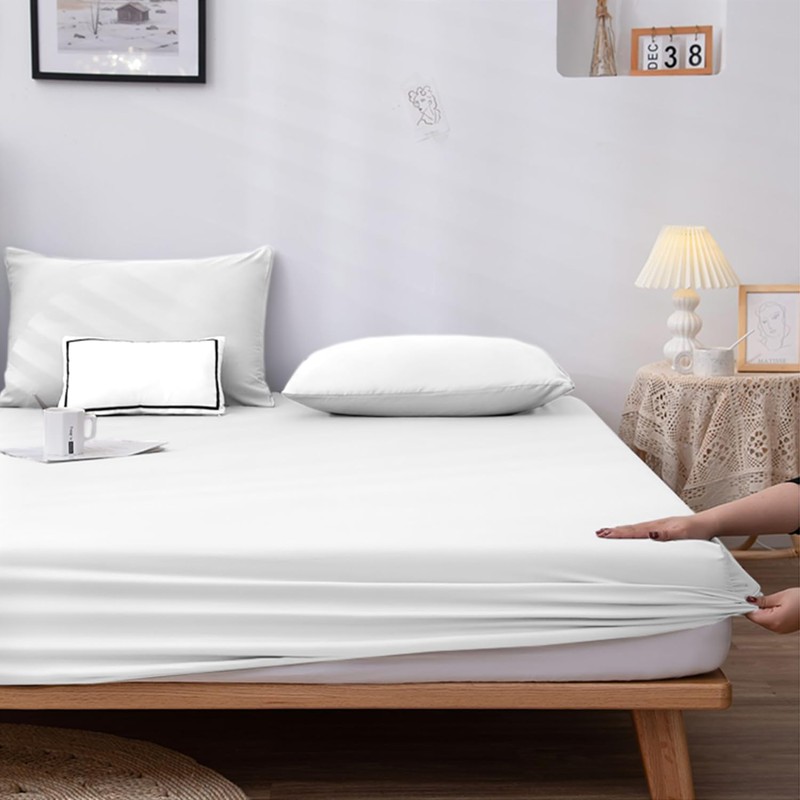 NAFAY LIVING Fitted sheet-Plain Dyed Ultra Soft Microfiber Bedding Sheet