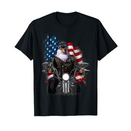 America Bald Eagle as Biker Riding Motorcycle T-Shirt