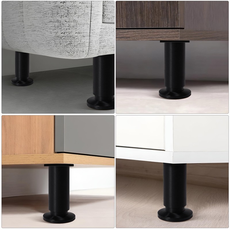INMOZATA 4x Furniture Legs 10cm Adjustable Legs Metal with Screw,