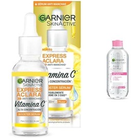 Garnier Skin Active Express Aclara Serum Anti Manchas con Vitamina C - 1 x 30 ml  Garnier Skin Naturals Face Agua Micelar Desmaquillante para Todo
