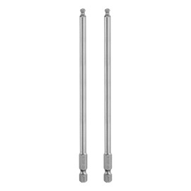 sourcing map 2pcs Ball End Hex Screwdriver Bit 4mm (H4.0) Tip 1/4" Hex Shank 150mm (6") Long Magnetic Ball Head Bits Industrial Grade S2 Steel Metric Screw Driver Bit