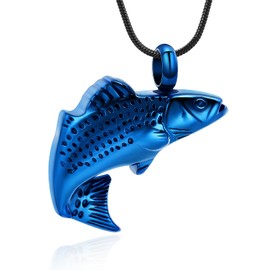 Cremation Jewelry for Ashes Stainless Steel Fish Shape Design Memorial Urn Necklace Keepsake Jewelry Gift Men Women Multifunction Necklace