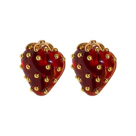 Cute Strawberry Fruit Stud Earring for Women S925 Sterling Silver Post Lovely Lifelike Statement Cartilage Tragus Hypoallergenic Dainty Summer Jewelry Birthday Easter Gifts for Daughter Niece