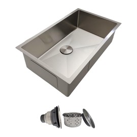 30 Inch Undermount Kitchen Sink - Delironexu 18 Gauge Stainless Steel Single Bowl Kitchen Sinks 30"x18"x9" Handmade Design with Brushed, Includes Drain Kit (No Additional Accessories)