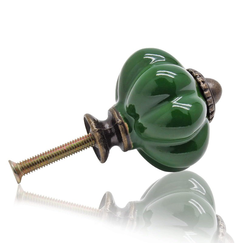 Seimneire 12pcs Dark Green Vintage Ceramic Cabinet Knobs and Drawer