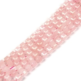 Cuarzo rosa de 8 mm con piedras preciosas naturales facetadas, abalorio cuadradas de 15.5 pulgadas, microfacetadas con corte láser de diamante para hacer joyas