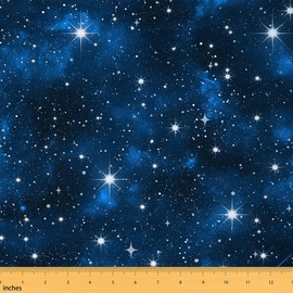 Feelyou Galaxy Fabric by The Yard 3 Yards Outer Space Decorative Waterproof Outdoor Fabric for Boys Girls Blue Universe Planet Printed Upholstery Fabric for Chairs Starry Sky DIY Reupholstery Fabric