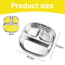 Vexran Stainless Steel Baby Plate, Children's Plate with Suction Cup, Stainless Steel Suction Cup Plate, Non-Slip Baby Plate with Three Compartments and Transparent Lid for Healthy Baby Meals