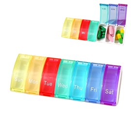 Pill Box 7 Days, Tablet Box 7 Days Morning Lunch Evening, Day Pill Box 7 Days Small Portable Medication Box Small On the Go Organiser, Tablet Divider Medication Labels Medication Aids